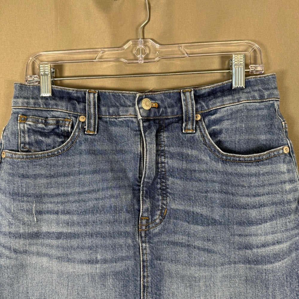 Madewell Denim Frayed Cut Off Jean Skirt Raw Hem Blue Western Grunge 28 - Picture 2 of 9